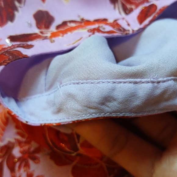 Skies Are Blue XS Semi Sheer Floral Metallic Tiered V-Neck Maxi Dress - Picture 15 of 16